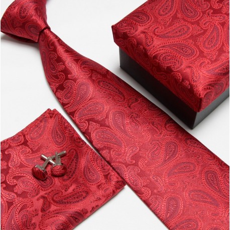 Dárkový set kravata, kapesníček a manžetové knoflíčky