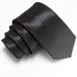Čierna úzka slim kravata so vzorom šachovnice