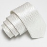 Bílá úzká slim kravata se vzorem šachovnice