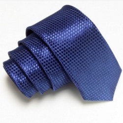 Tmavě modrá úzká slim kravata se vzorem šachovnice