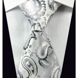 Hedvábná kravata stříbrná kašmírová NT0362