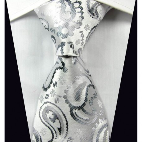 Hodvábna kravata strieborná NT0362