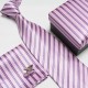 Dárkový box růžová kravata, kapesníček a manžetové knoflíčky