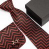 Dárková sada černá kravata, kapesníček a manžetové knoflíčky SNT0007