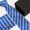 Dárková sada modrá kravata, kapesníček a manžetové knoflíčky SNT0009