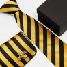 Dárková sada žlutá kravata, kapesníček a manžetové knoflíčky SNT0086