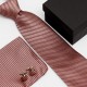 Darčeková sada růžová kravata, vreckovka a manžetové gombíky