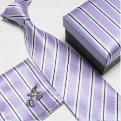 Dárkové sety fialová kravata, kapesníček a manžetové knoflíčky