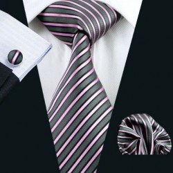 Dárkové balení černá kravata, kapesníček a manžetové knoflíčky