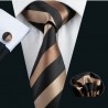 Darčeková sada hnedá kravata, vreckovka a manžetové gombíky
