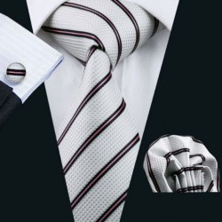 Dárkové balení bílá kravata, kapesníček a manžetové knoflíčky