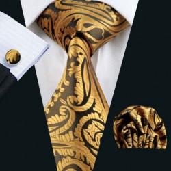 Dárkové balení oranžová kravata, kapesníček a manžetové knoflíčky