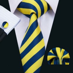 Dárkové balení žlutá kravata, kapesníček a manžetové knoflíčky