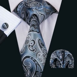 Dárkové balení šedá kravata, kapesníček a manžetové knoflíčky