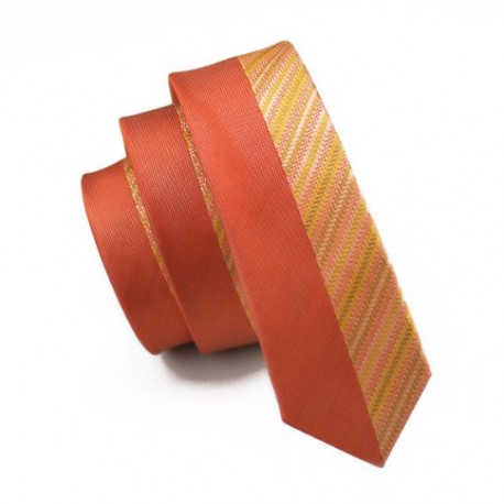 Pánská hedvábná Slim kravata oranžová
